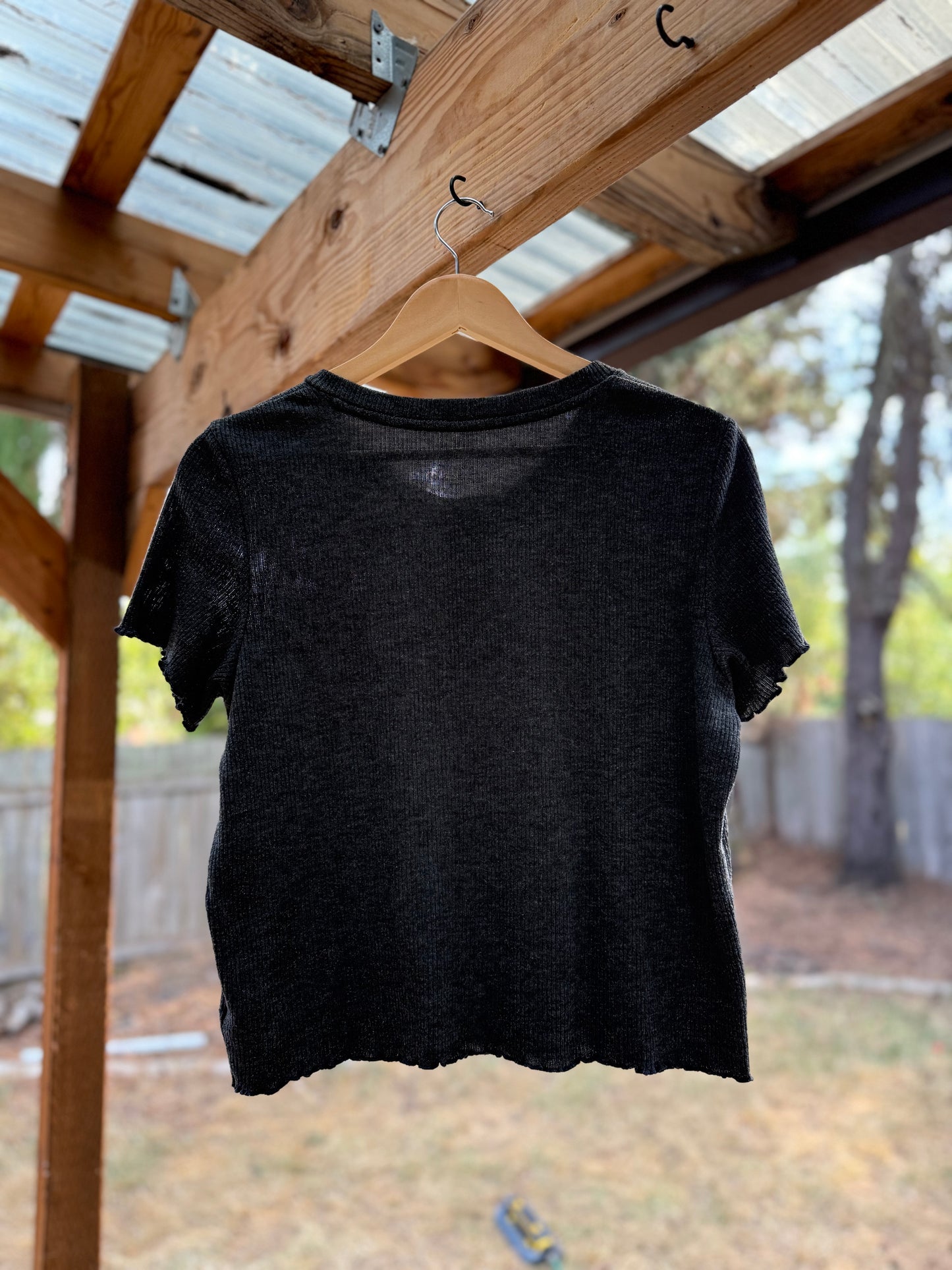 American Eagle Ribbed Henley Tee