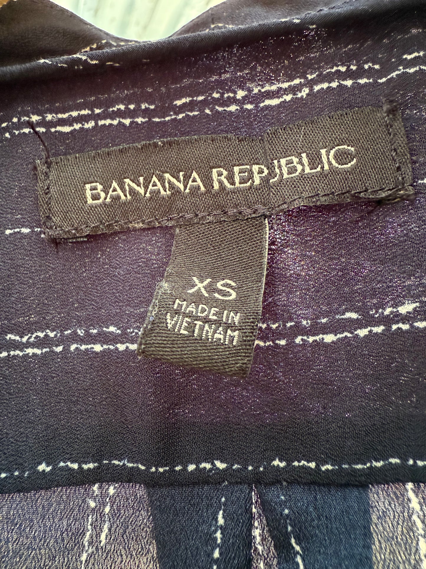 Banana Republic Navy Pinstripe Sheer Blouse