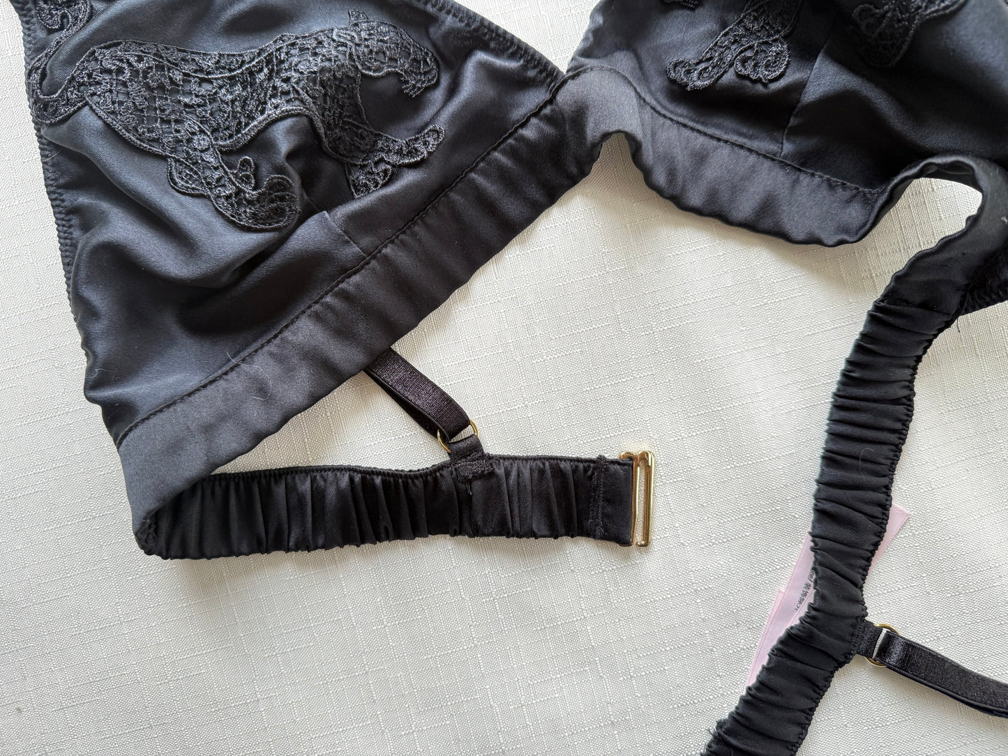 Victoria’s Secret Black Satin Appliqué Bralette