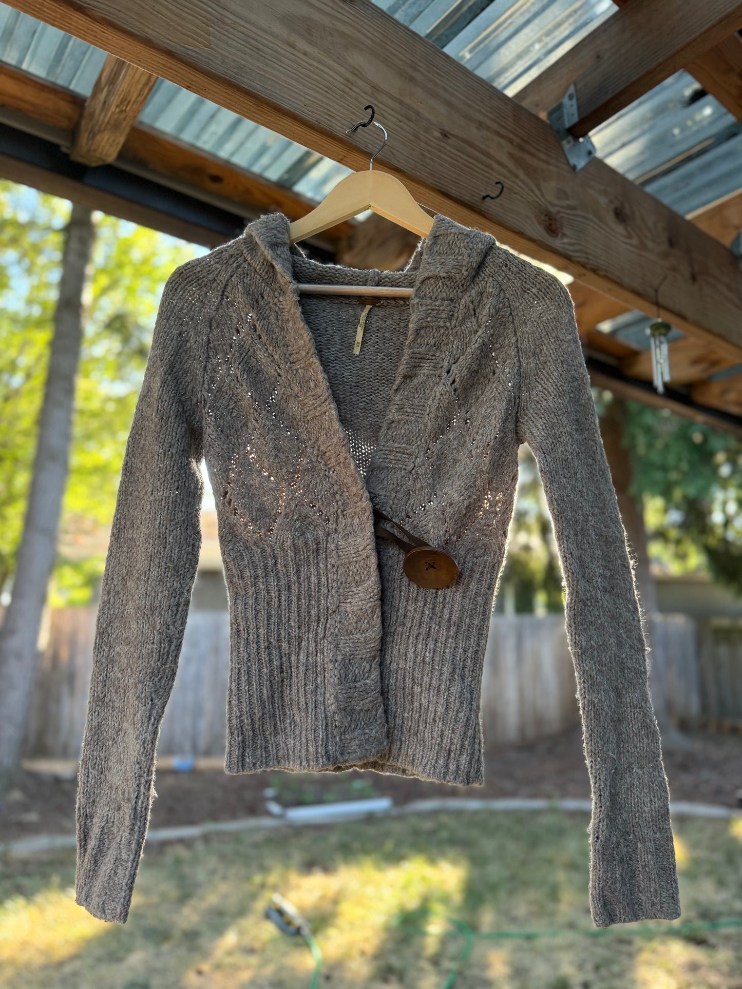 Free People Chunky Knit Hooded Cardigan