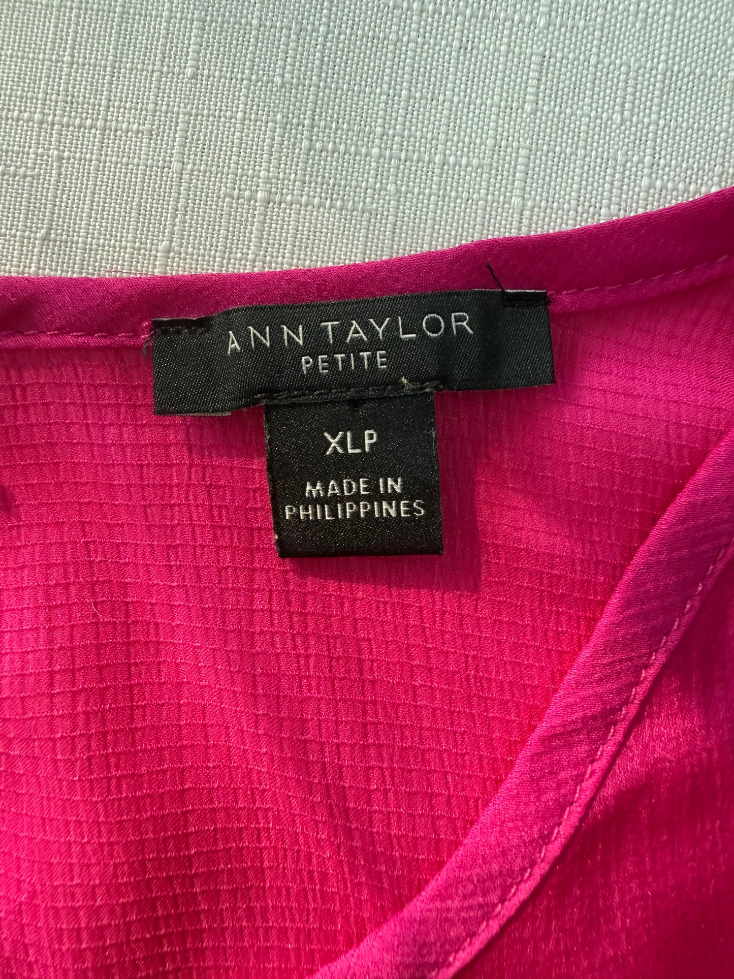 Ann Taylor Petite Raspberry Sheer Ruffle Blouse