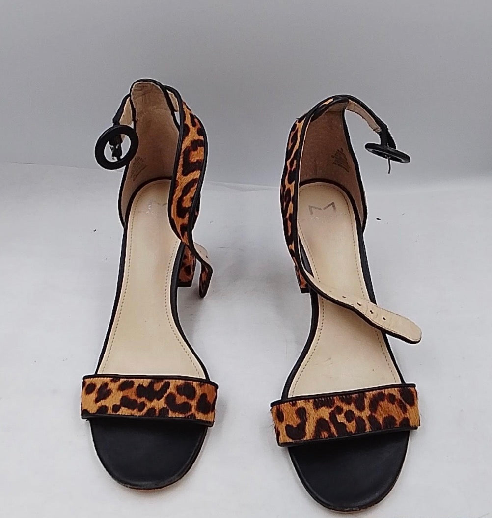 Marc Fisher LTD Leopard Calf-Hair Block Heel Sandals