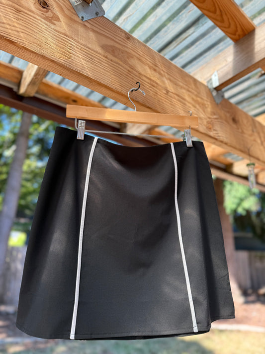 ModCloth Black Mini Skirt with White Contrast Piping