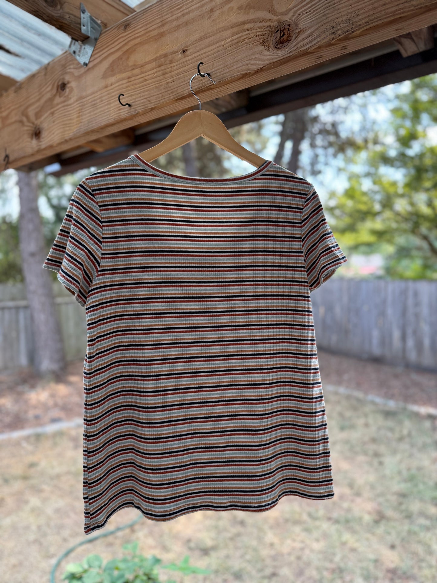 American Eagle Striped Henley Tee