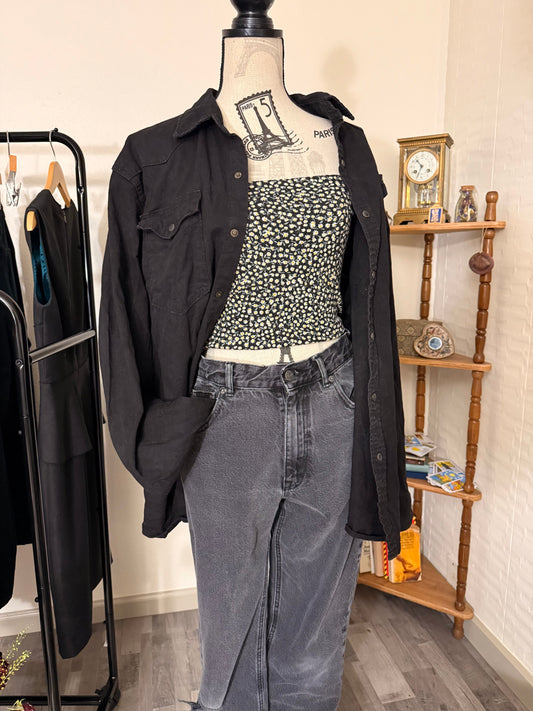 American Eagle Black Floral Tube Top