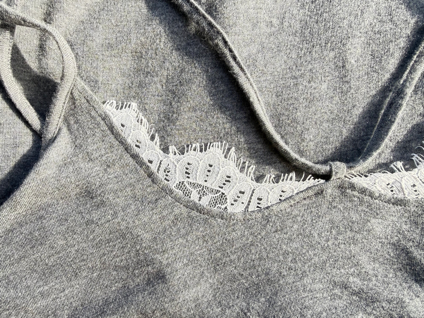 Express Gray Lace-Trim Strappy Camisole