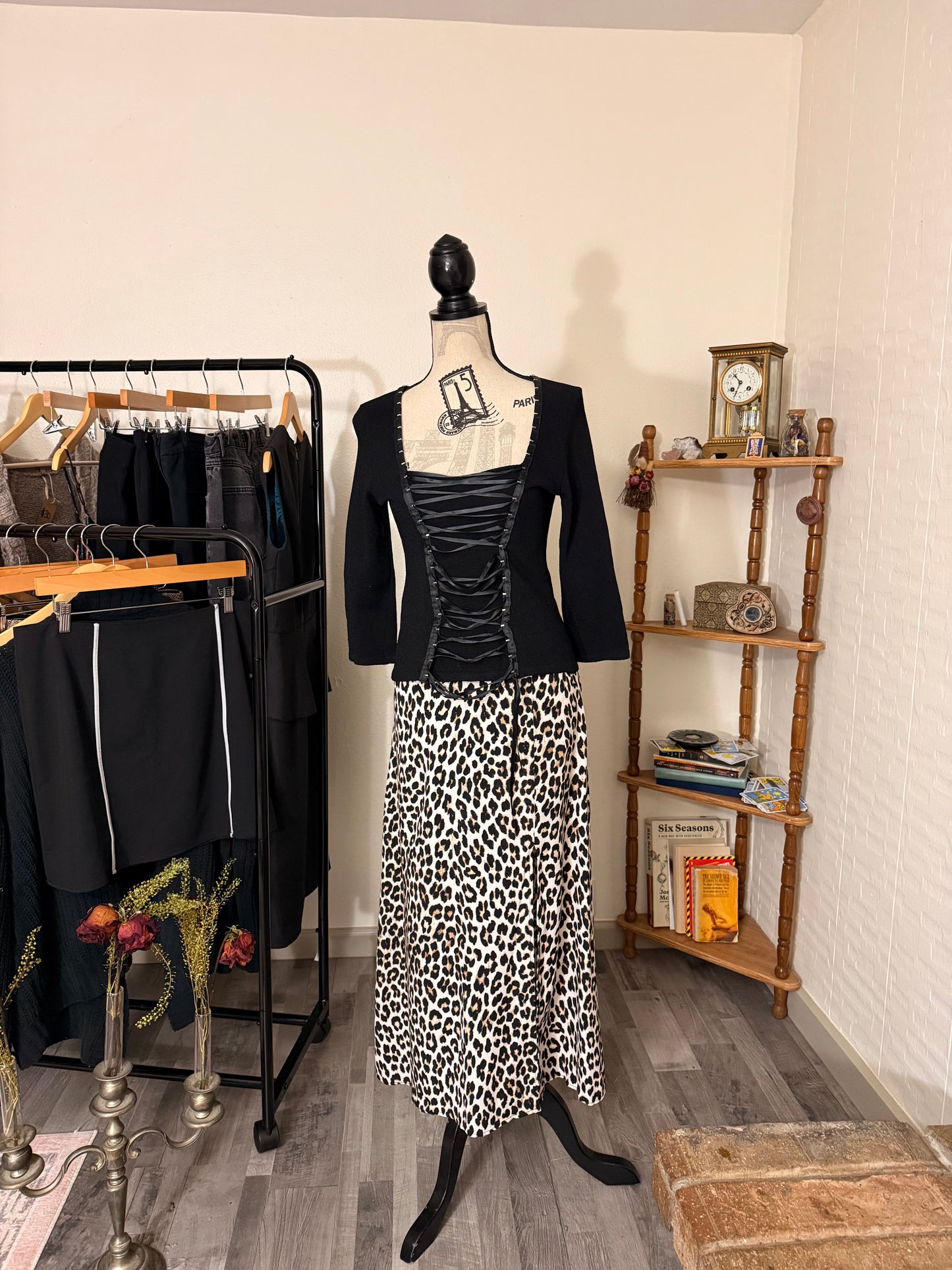 H&M Leopard Print Bias-Cut Midi Skirt