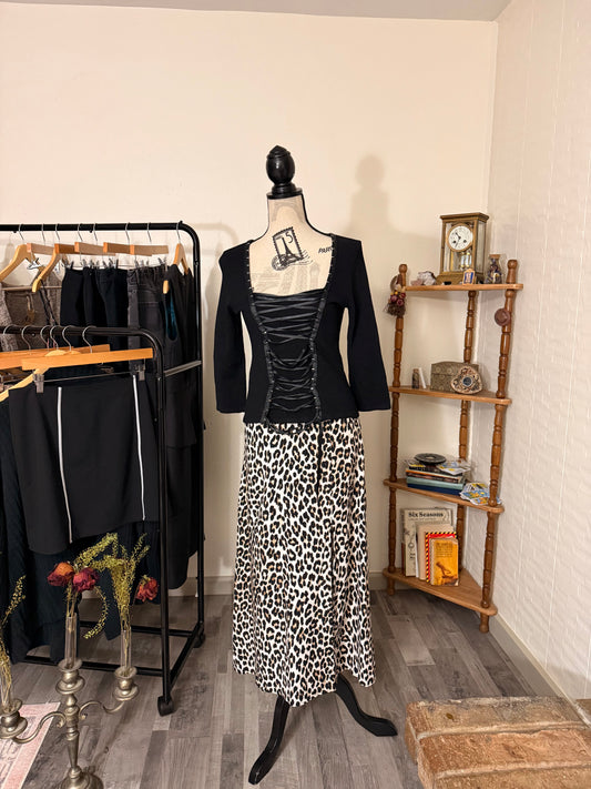 H&M Leopard Print Bias-Cut Midi Skirt
