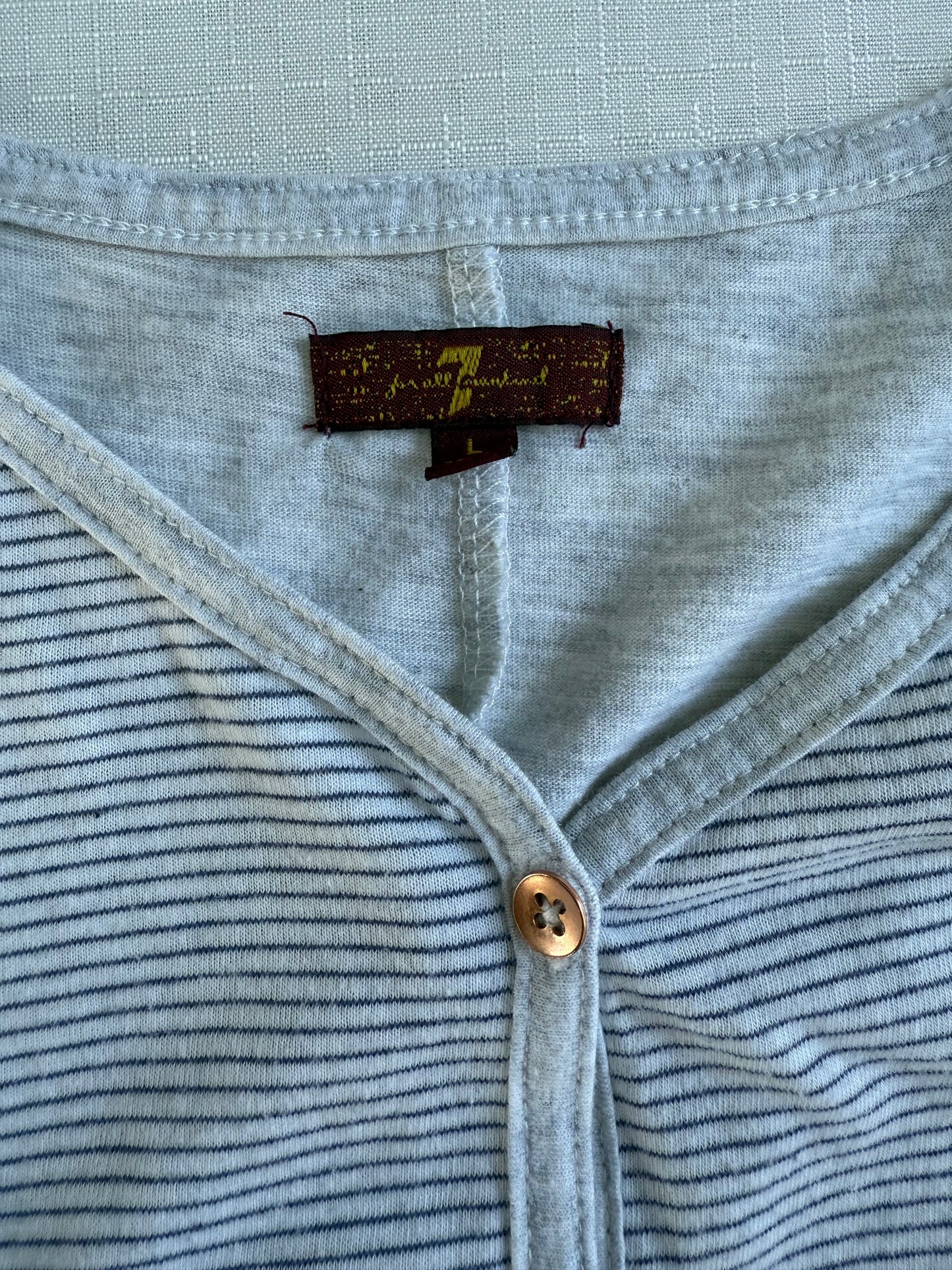 7 For All Mankind Striped Sleeveless Henley Tank