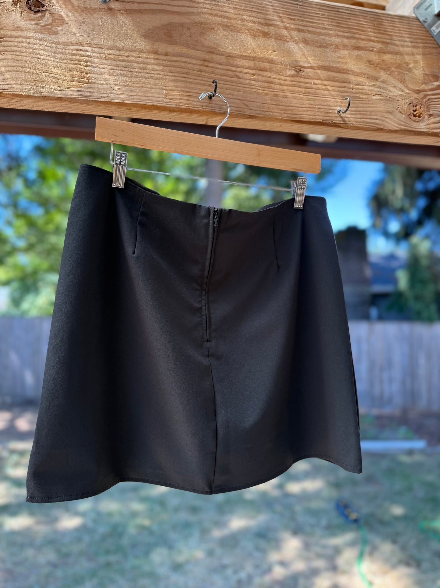 ModCloth Black Mini Skirt with White Contrast Piping