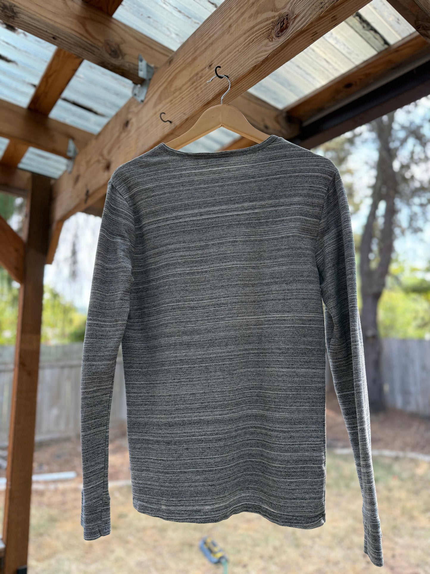 Marc Anthony Grey Stripe Long Sleeve Tee