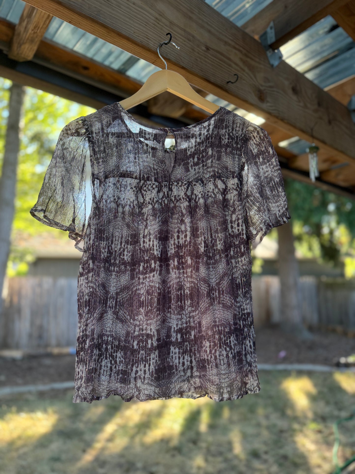 Velvet Metallic Snake Burnout Blouse