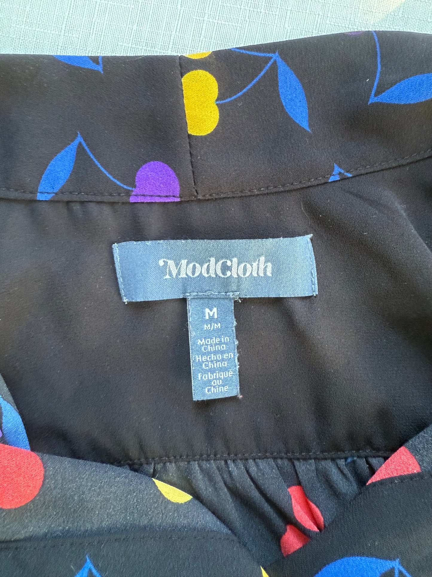 ModCloth Cherry Pop Tie-Neck Blouse