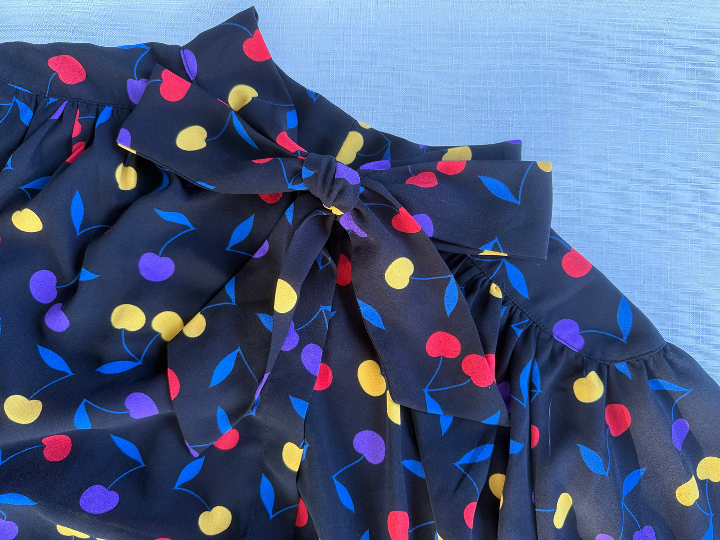 ModCloth Cherry Pop Tie-Neck Blouse