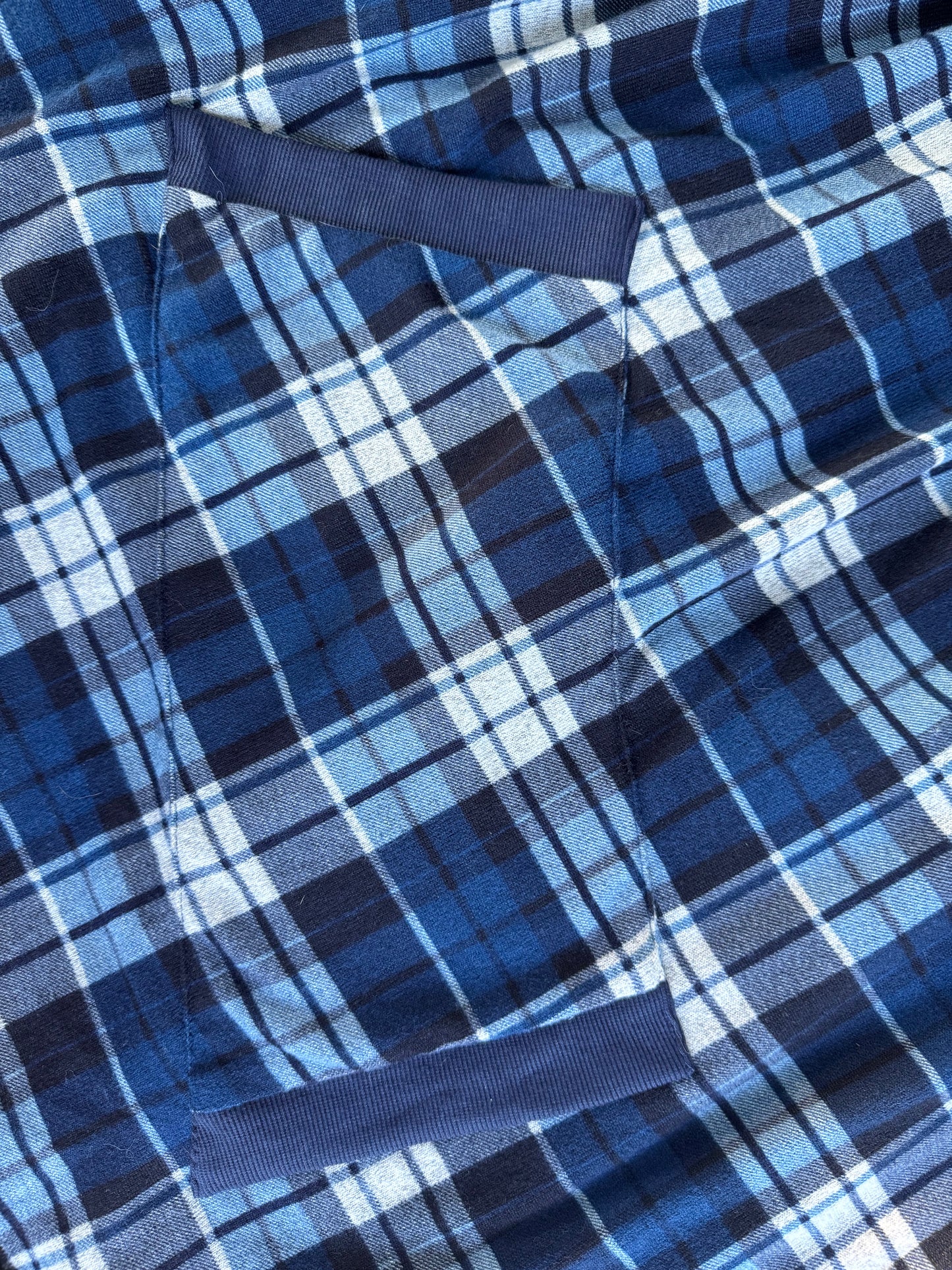 Fervour Navy Plaid Button Poncho