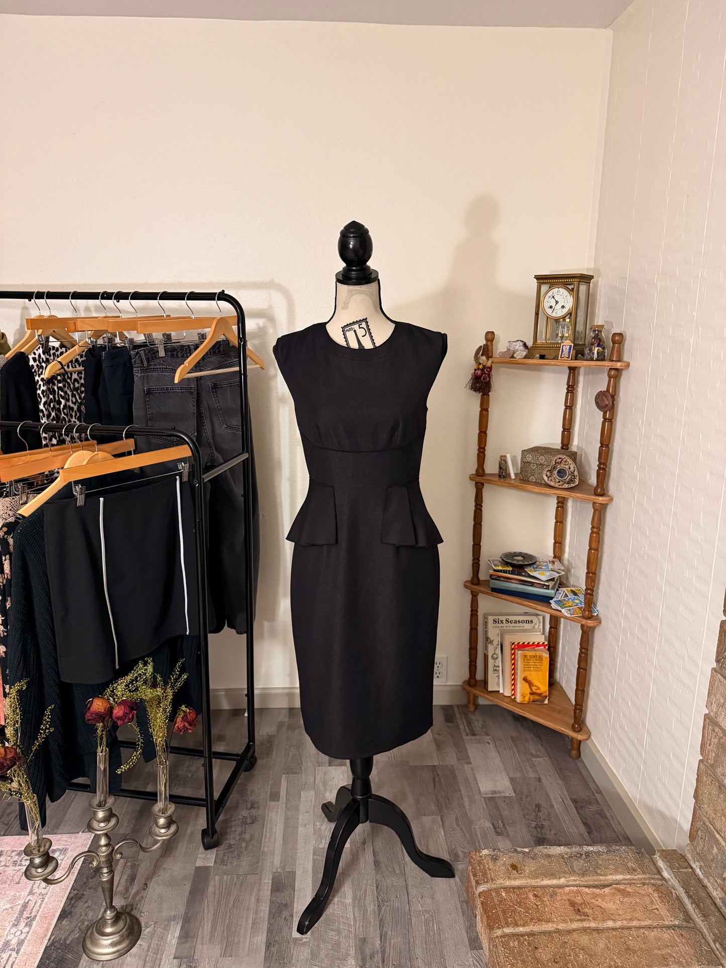 T Tahari Black Peplum Sheath Dress