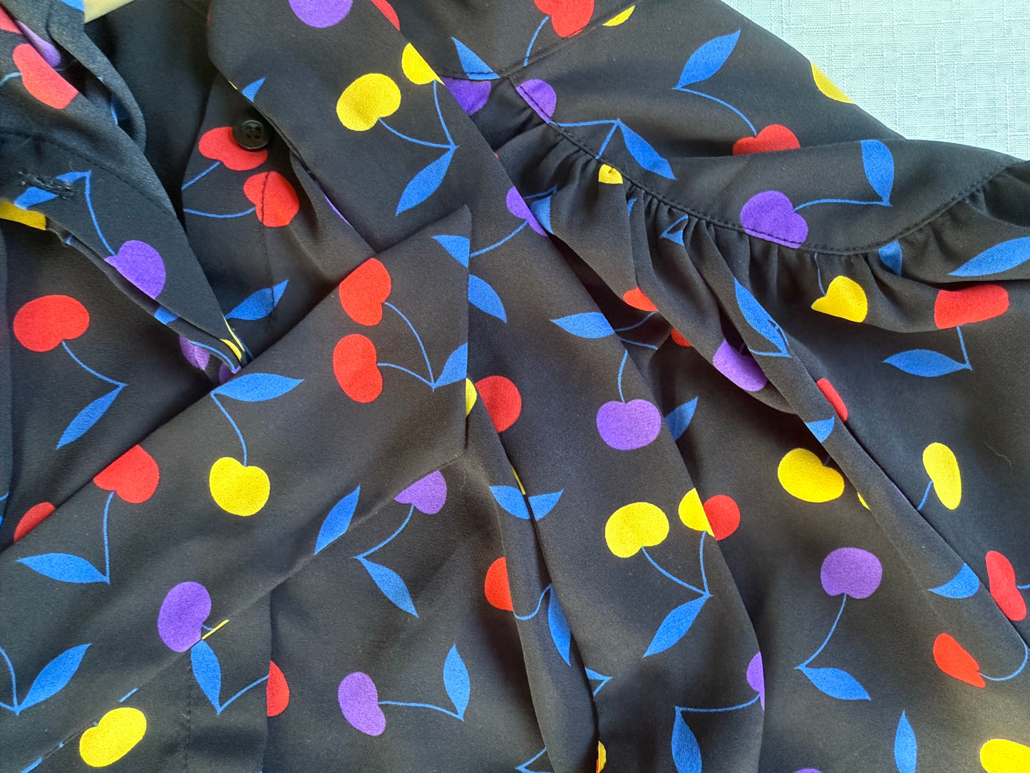 ModCloth Cherry Pop Tie-Neck Blouse