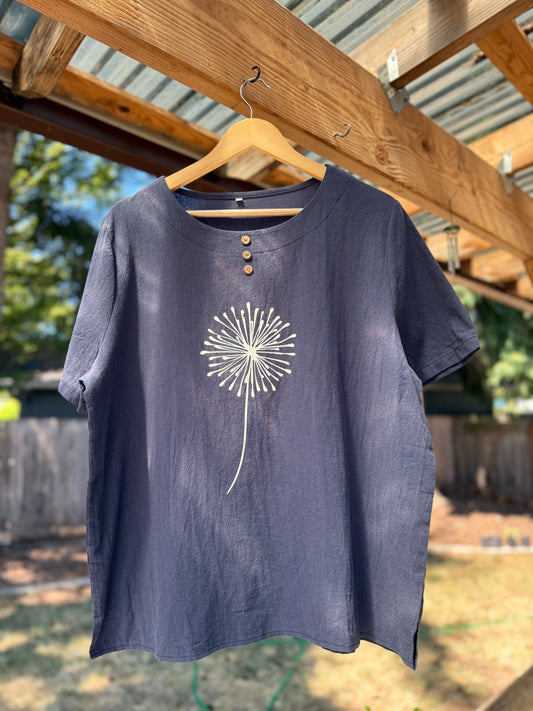 Navy Linen Dandelion Tee