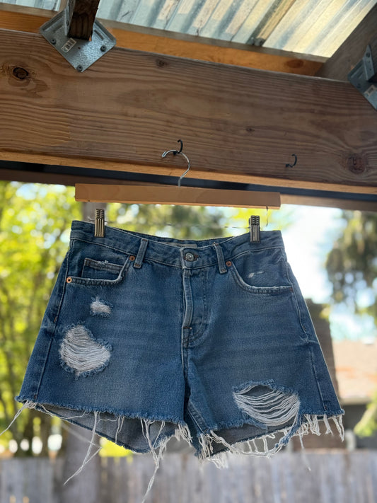 Topshop Moto Button-Fly Denim Shorts