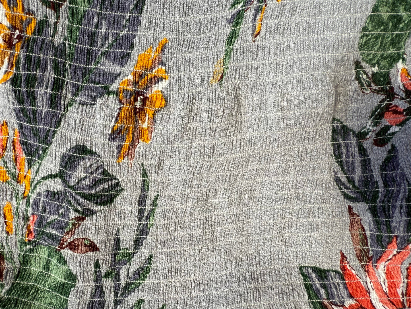 Patrons of Peace Grey Floral Smocked Peplum