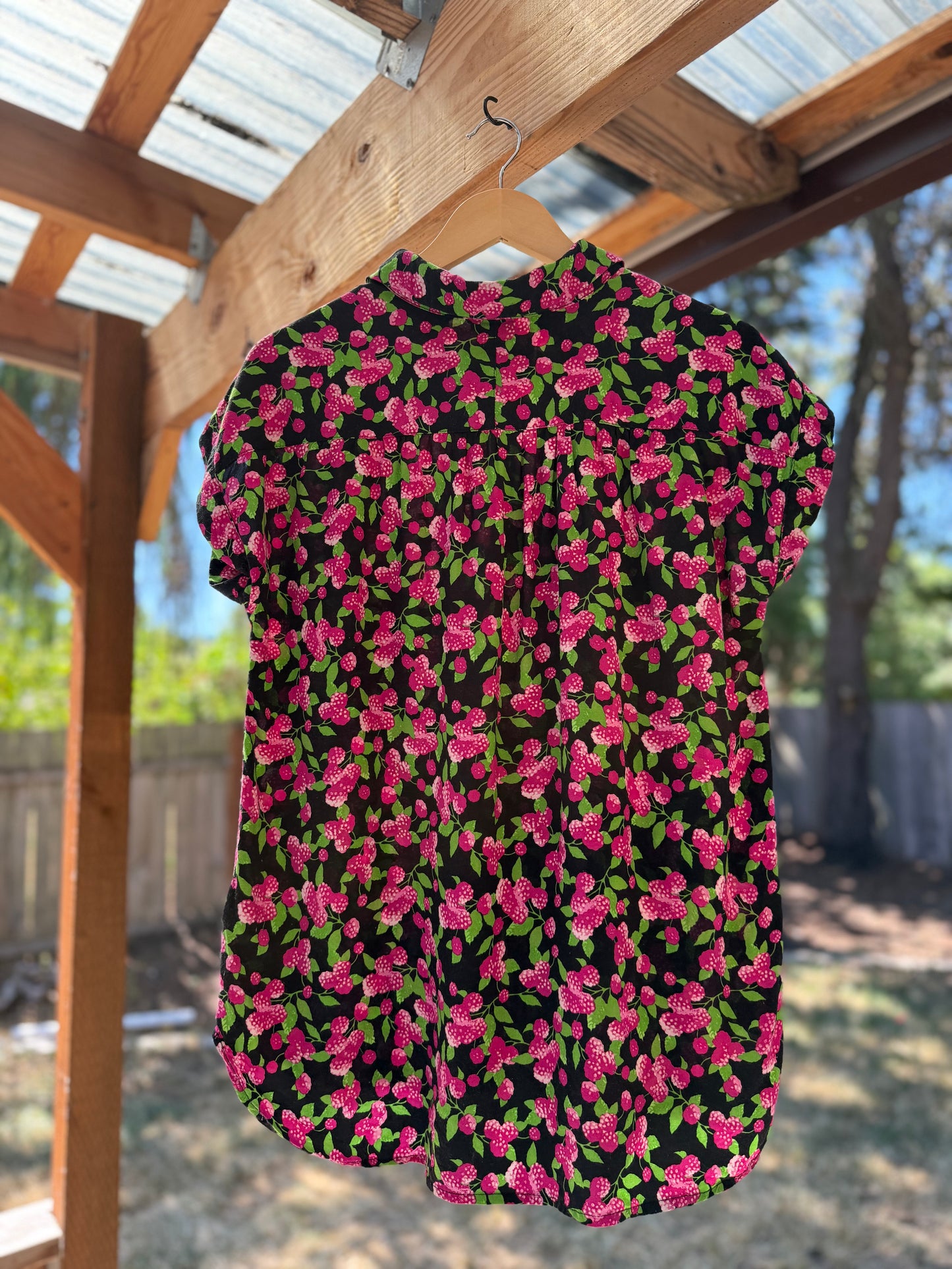 ModCloth Berry Floral Blouse