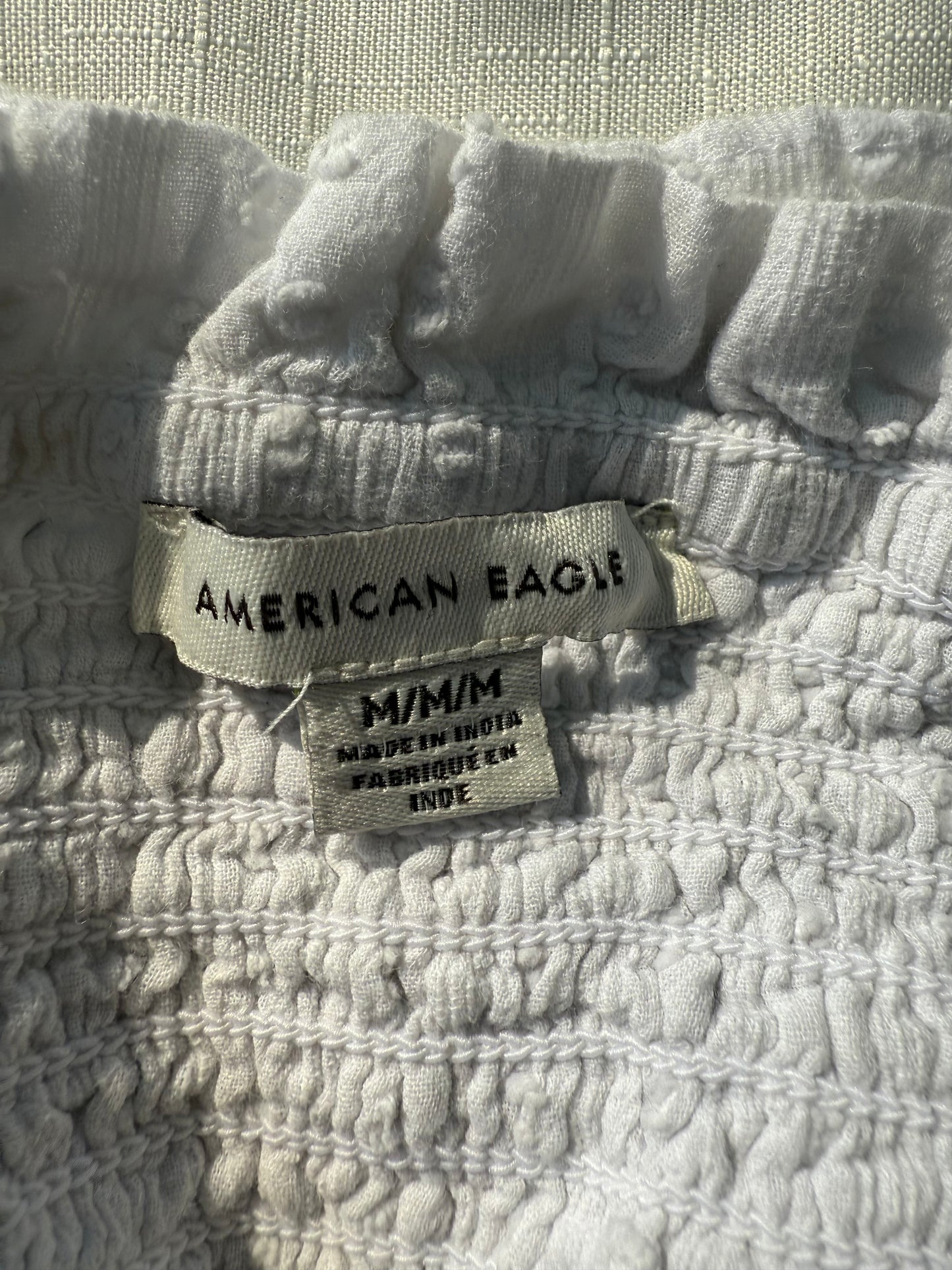 American Eagle White Lace Button-Front Crop Top