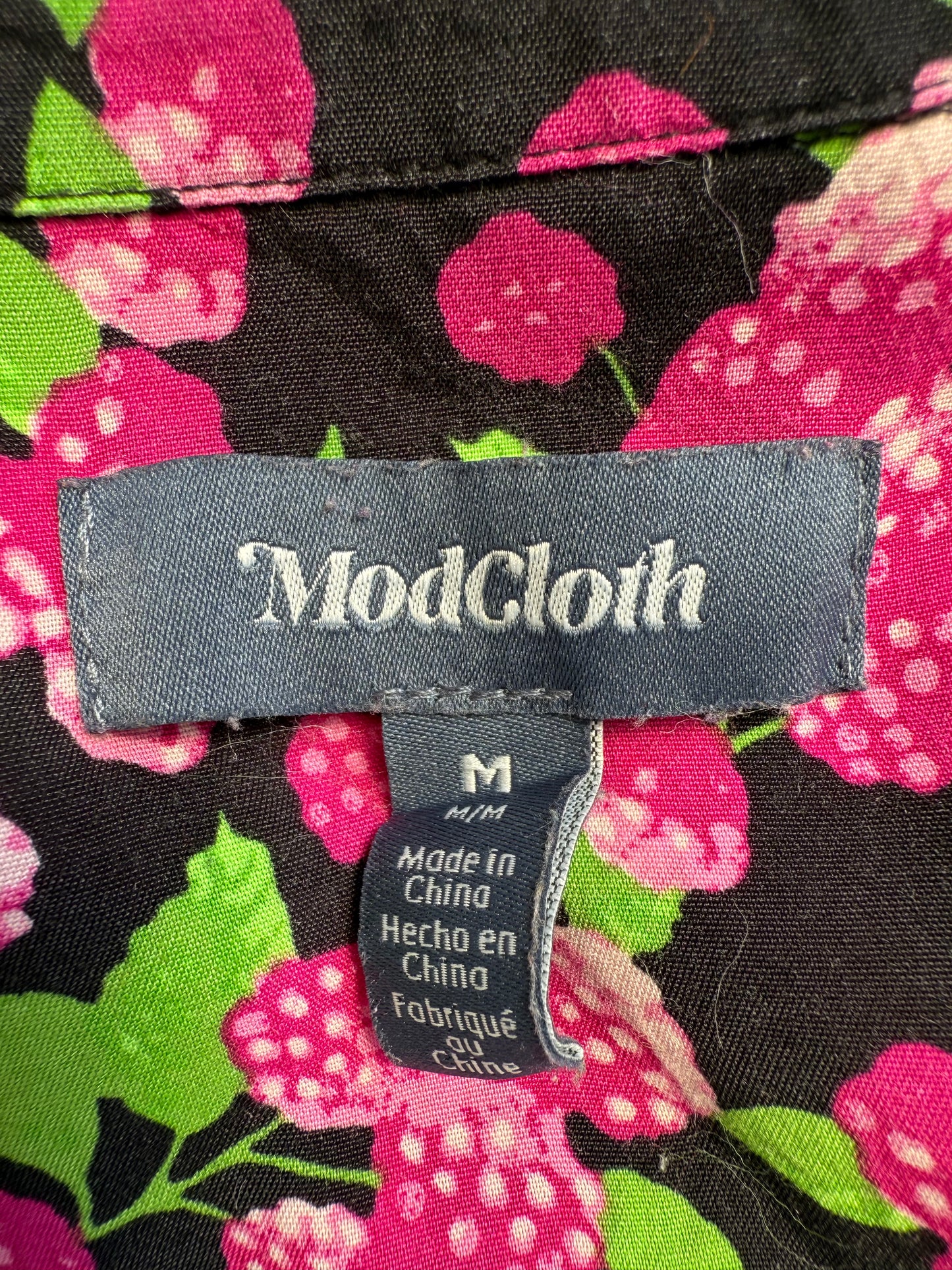 ModCloth Berry Floral Blouse