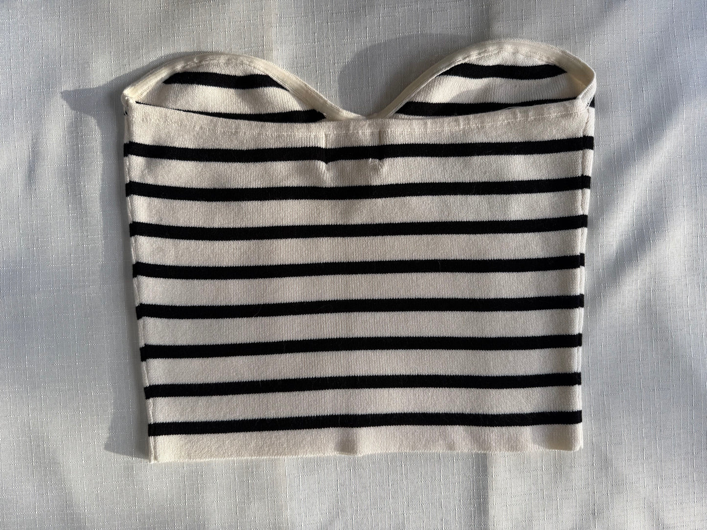 H&M Black & Cream Striped Knit Tube Top