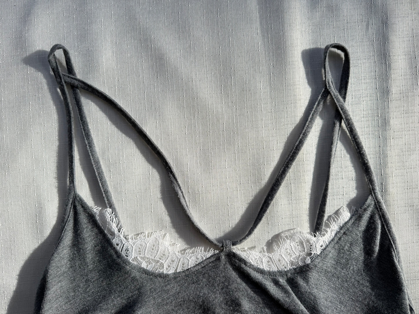 Express Gray Lace-Trim Strappy Camisole