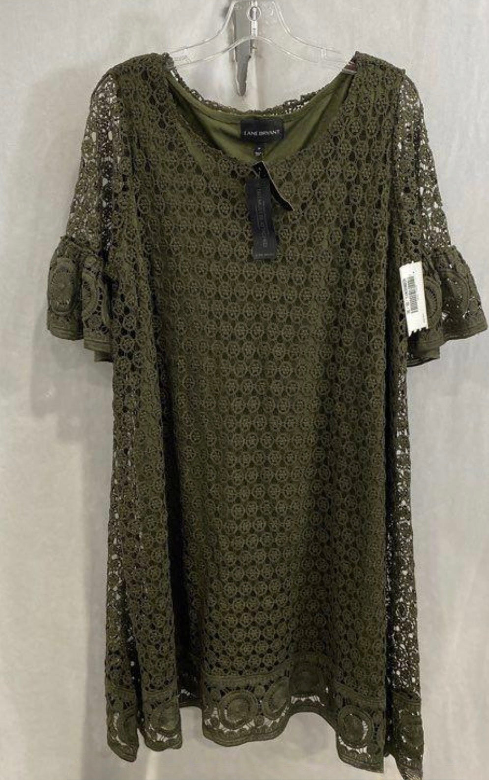 Lane Bryant Olive Crochet Lace Shift Dress