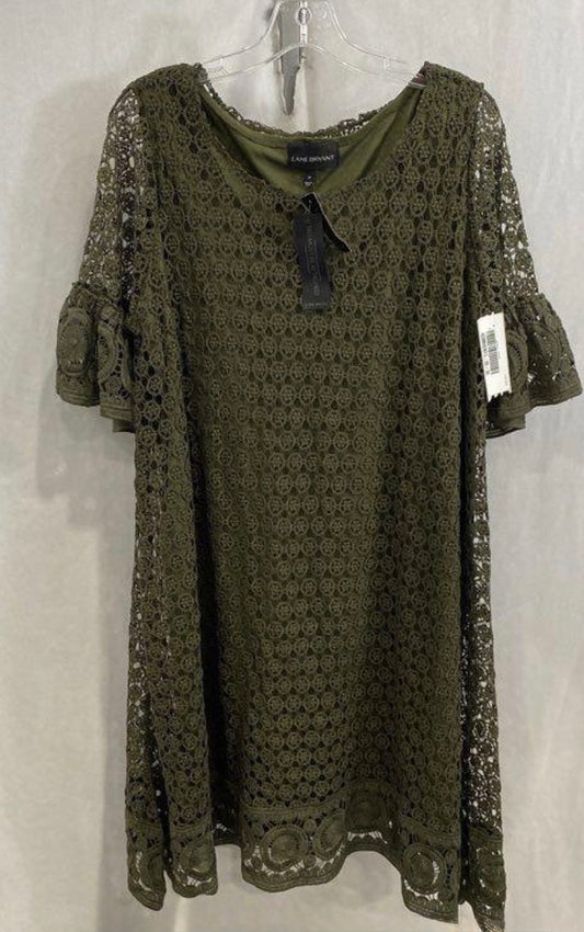 Lane Bryant Olive Crochet Lace Shift Dress