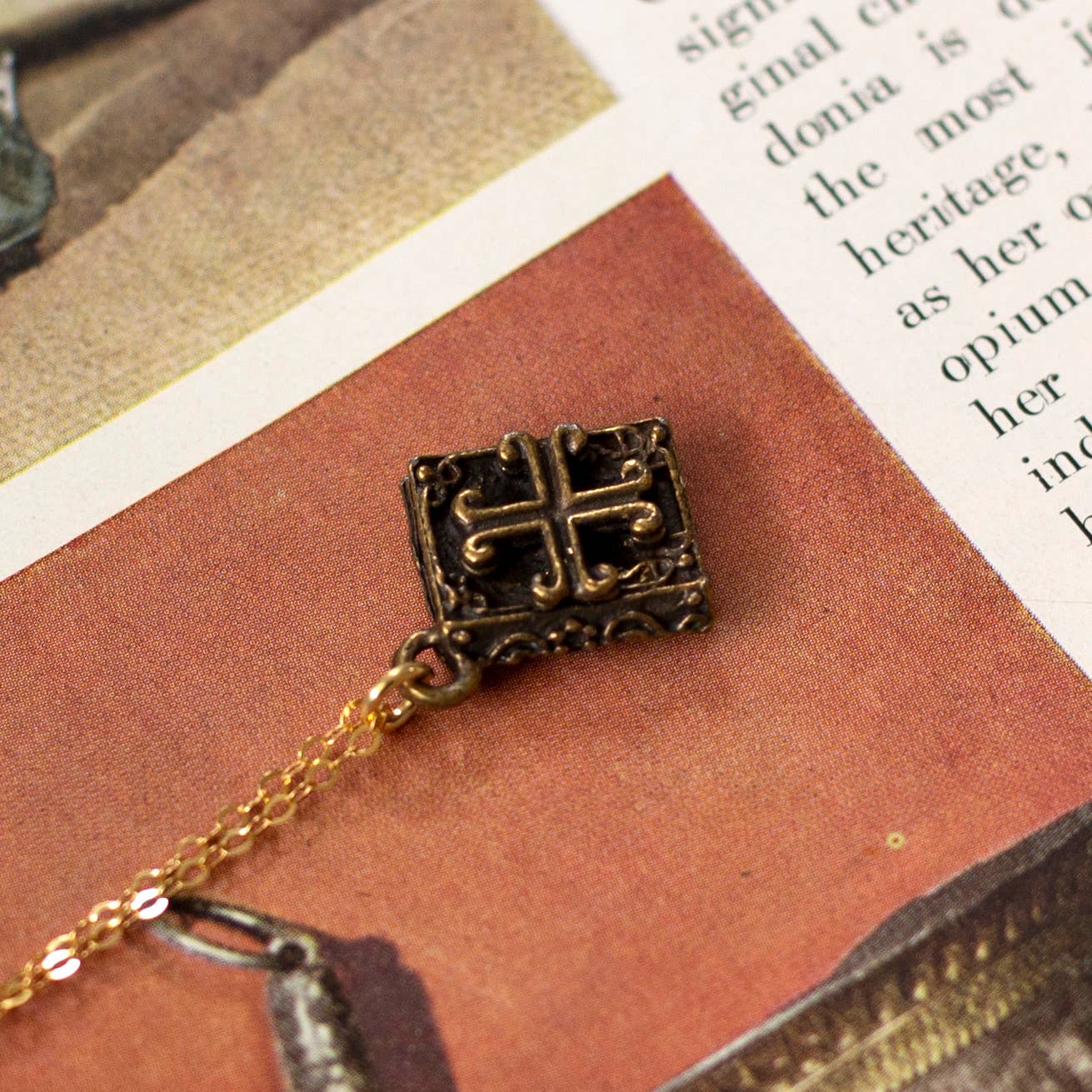 Antique Book Charm Necklace