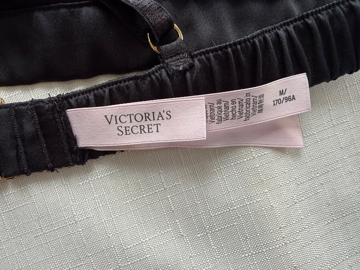 Victoria’s Secret Black Satin Appliqué Bralette