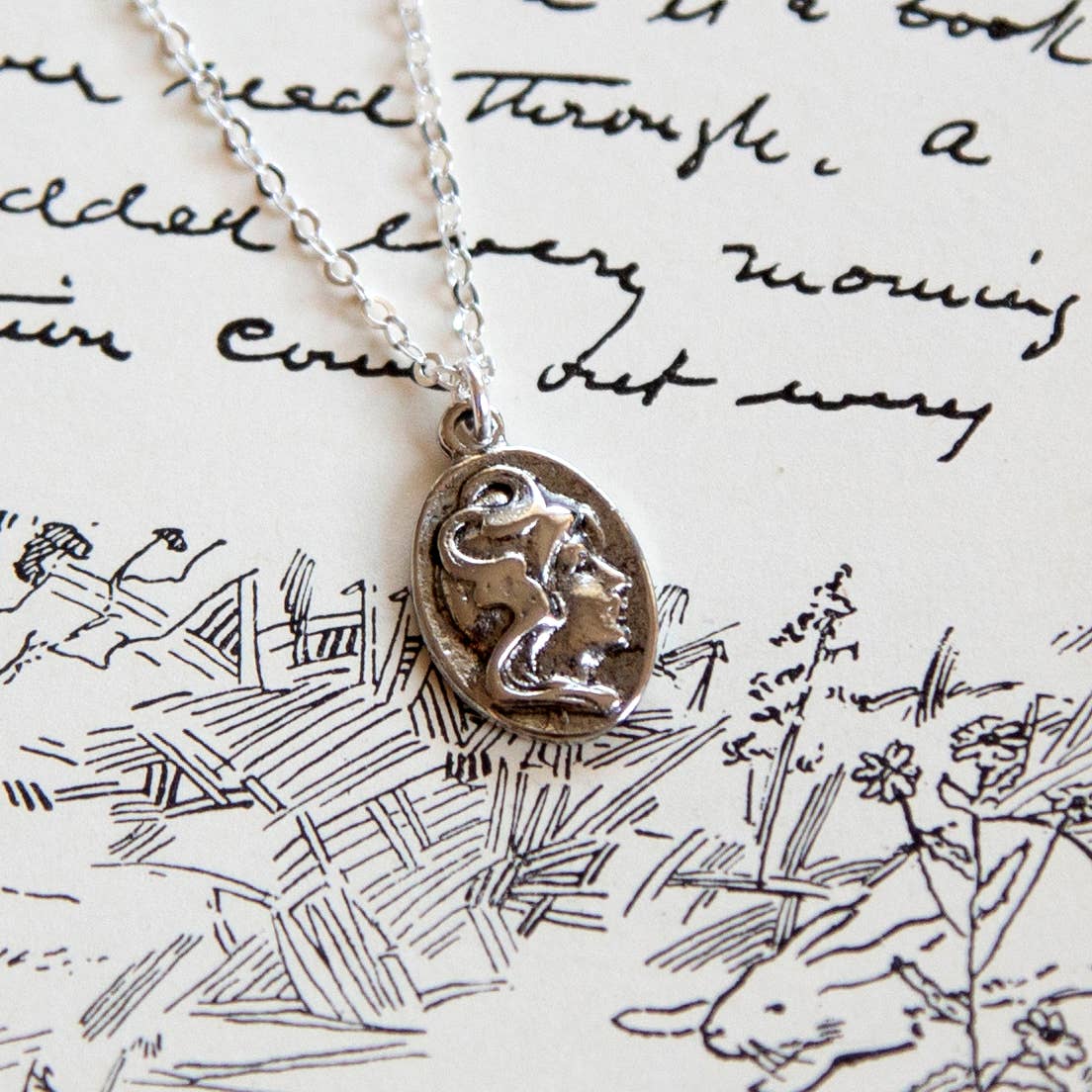 Vintage Silver Cameo Necklace