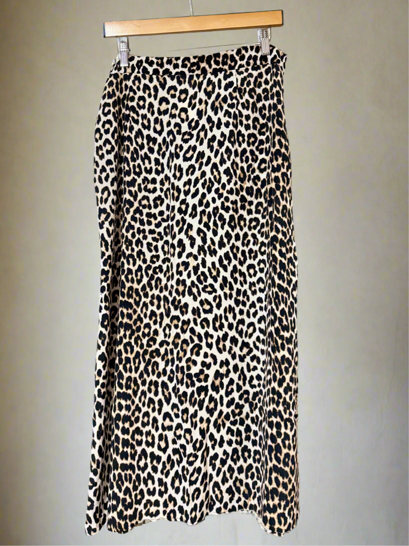 H&M Leopard Print Bias-Cut Midi Skirt