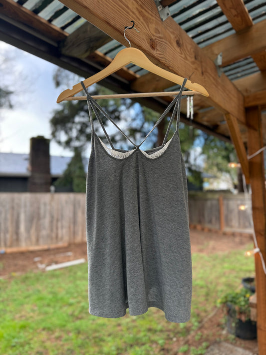 Express Gray Lace-Trim Strappy Camisole