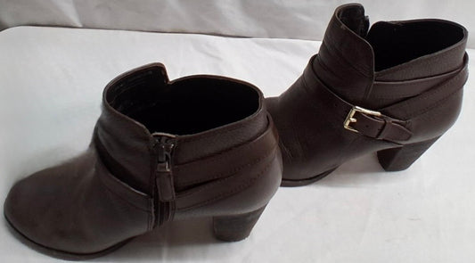 Cole Haan Brown Leather Buckle Ankle Booties
