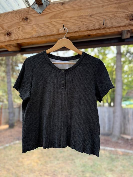 American Eagle Ribbed Henley Tee