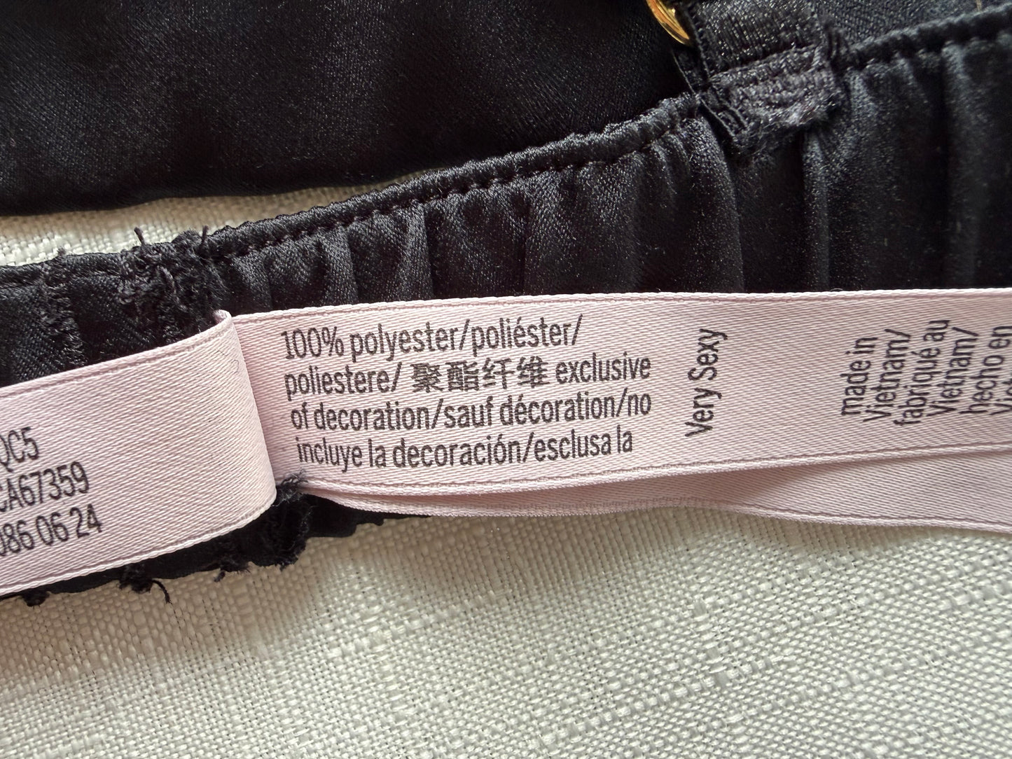 Victoria’s Secret Black Satin Appliqué Bralette