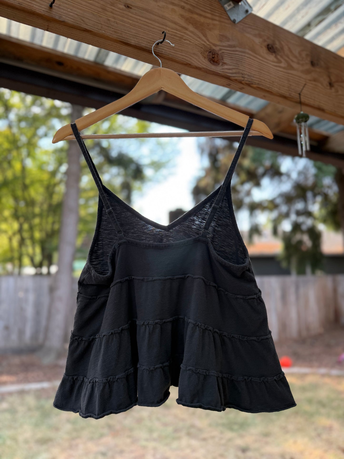 American Eagle Black Tiered Cami