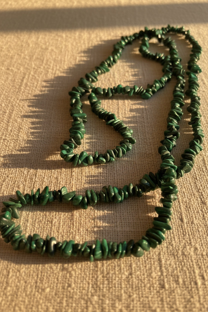 Long Malachite Chip Strand Necklace