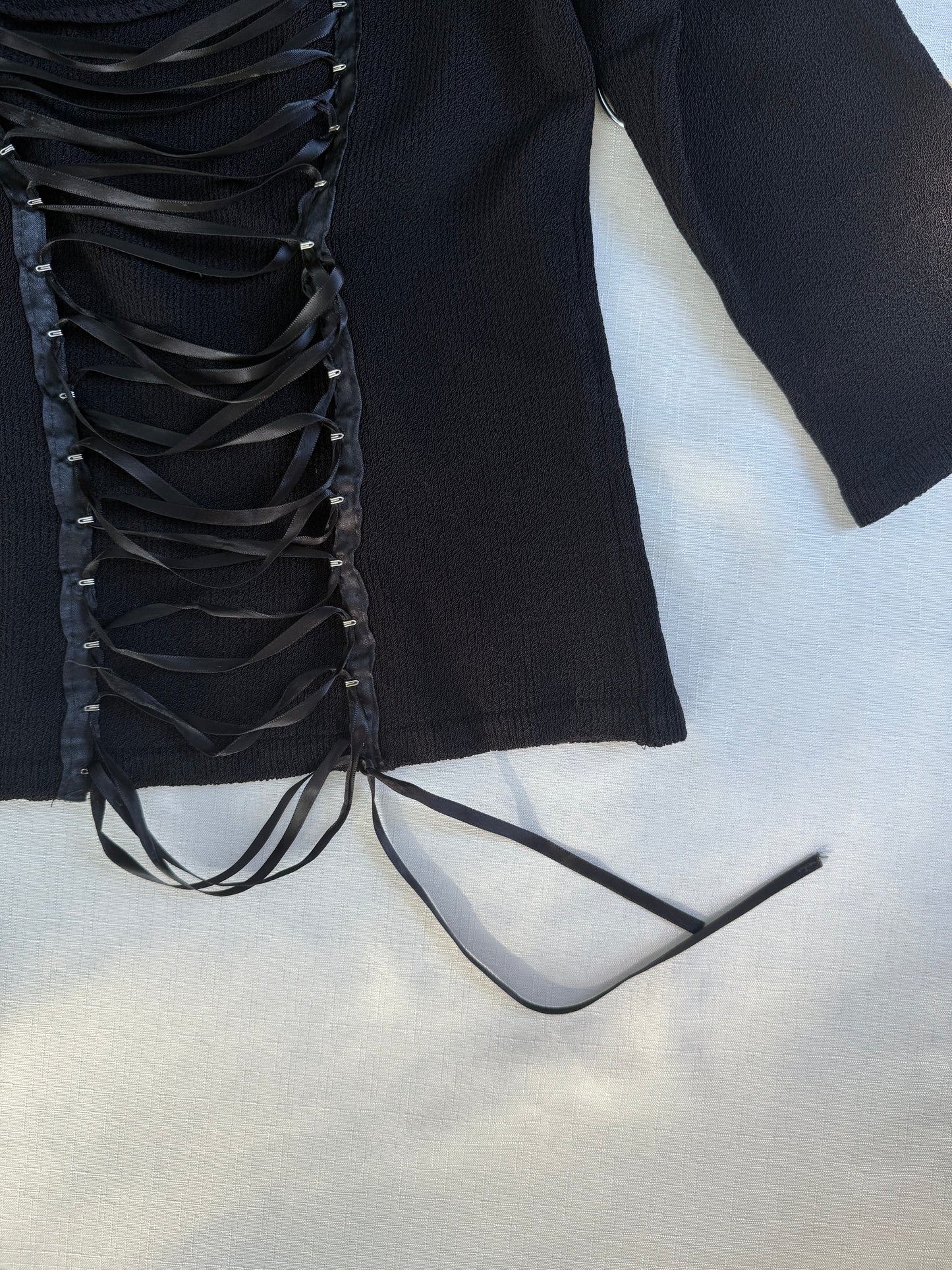 Elaris Lace-Up Black Knit Top