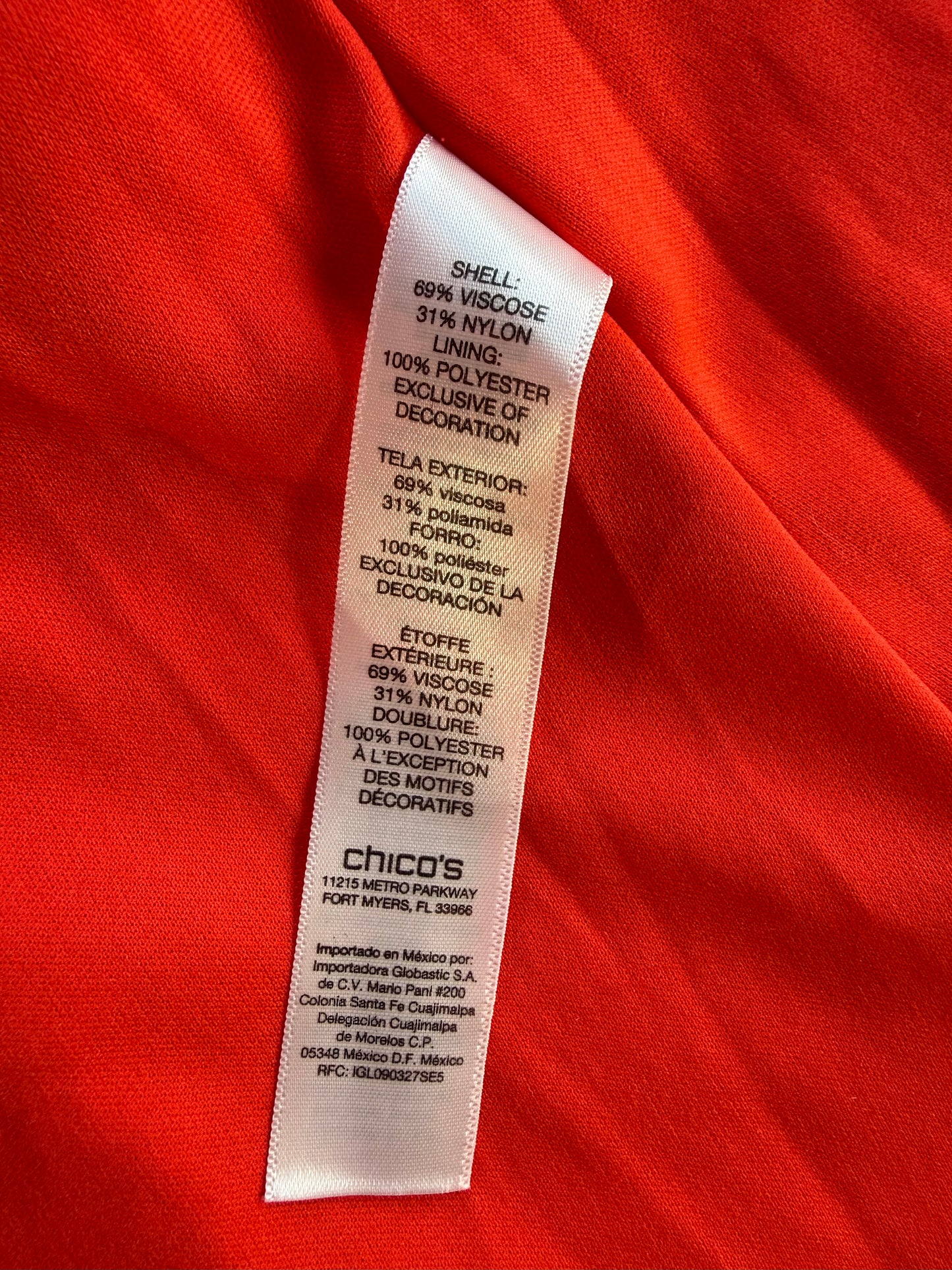 Chico’s Petite Red Lace-Yoke Textured Fit & Flare Dress