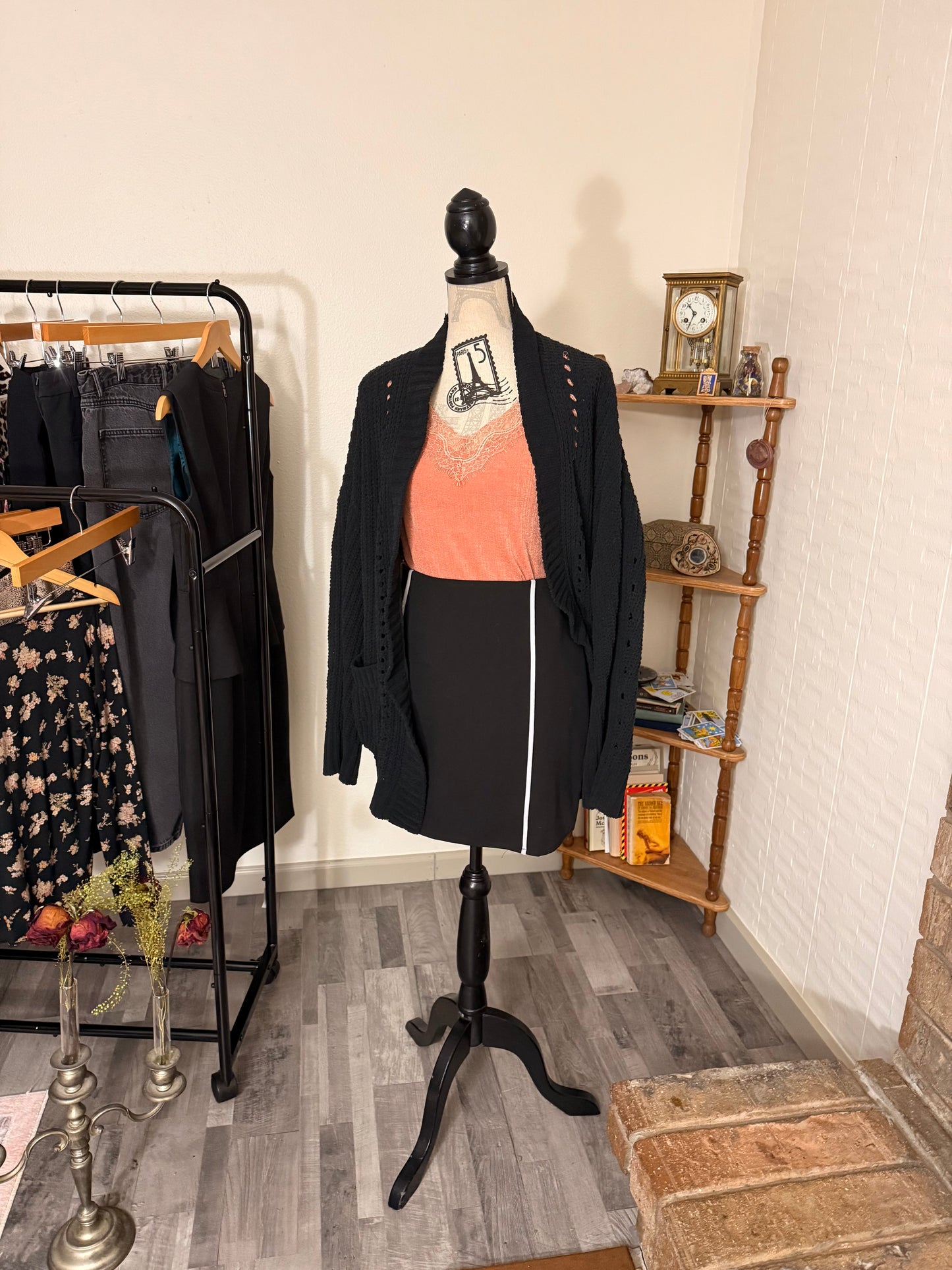 American Eagle Black Open Knit Cardigan