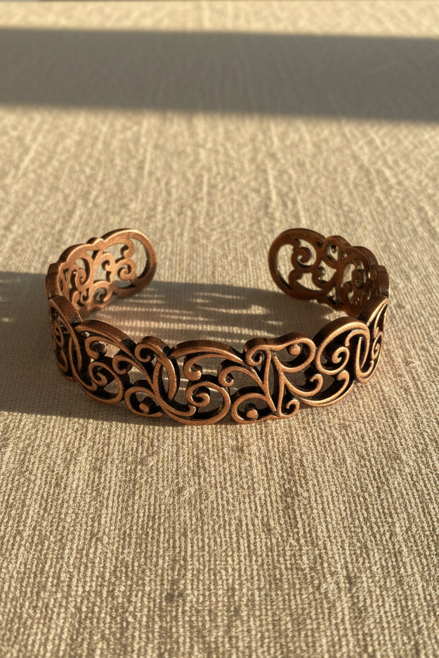 Bronze Openwork Scroll Cuff Bracelet