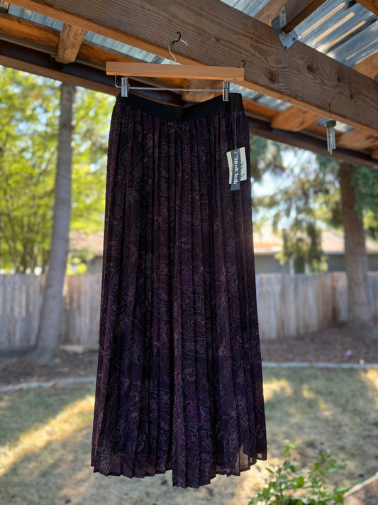ModCloth Purple Paisley Pleated Wide-Leg Pants