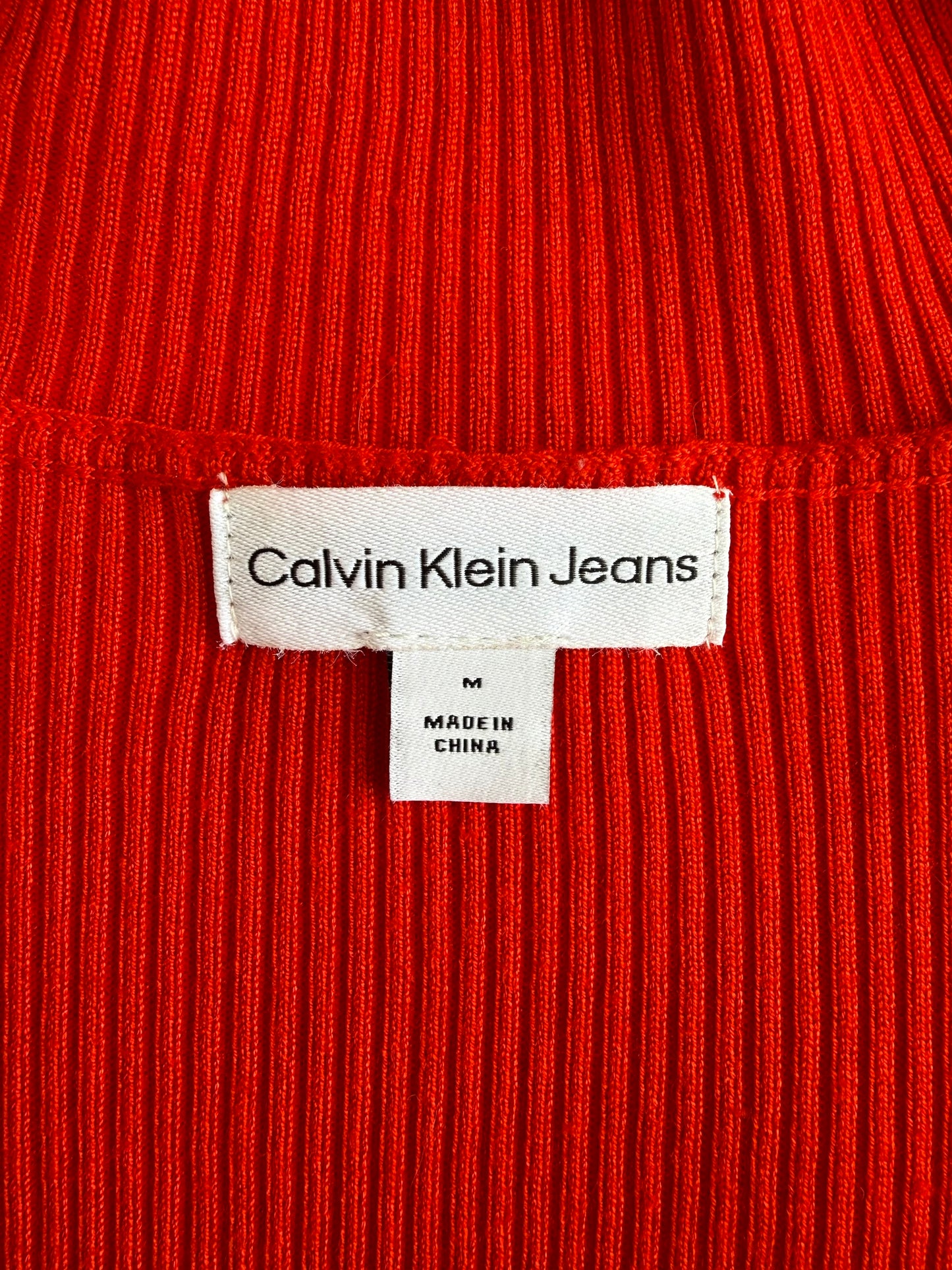 Calvin Klein Jeans Ribbed Mock Neck Crop Top