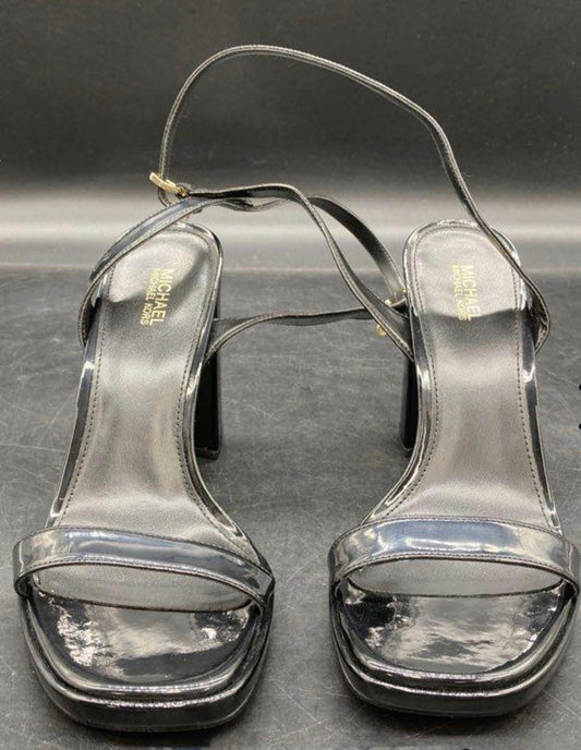 Michael Kors Black Patent Block Heel Sandals