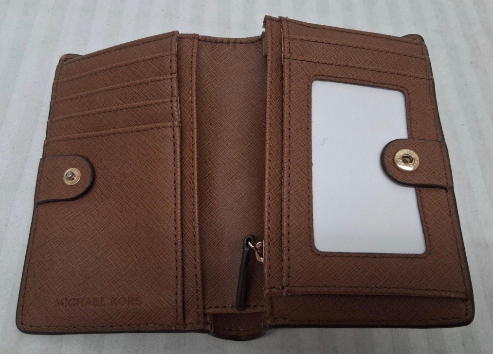 Michael Kors Jet Set Saffiano Leather Bifold Wallet — Luggage Brown