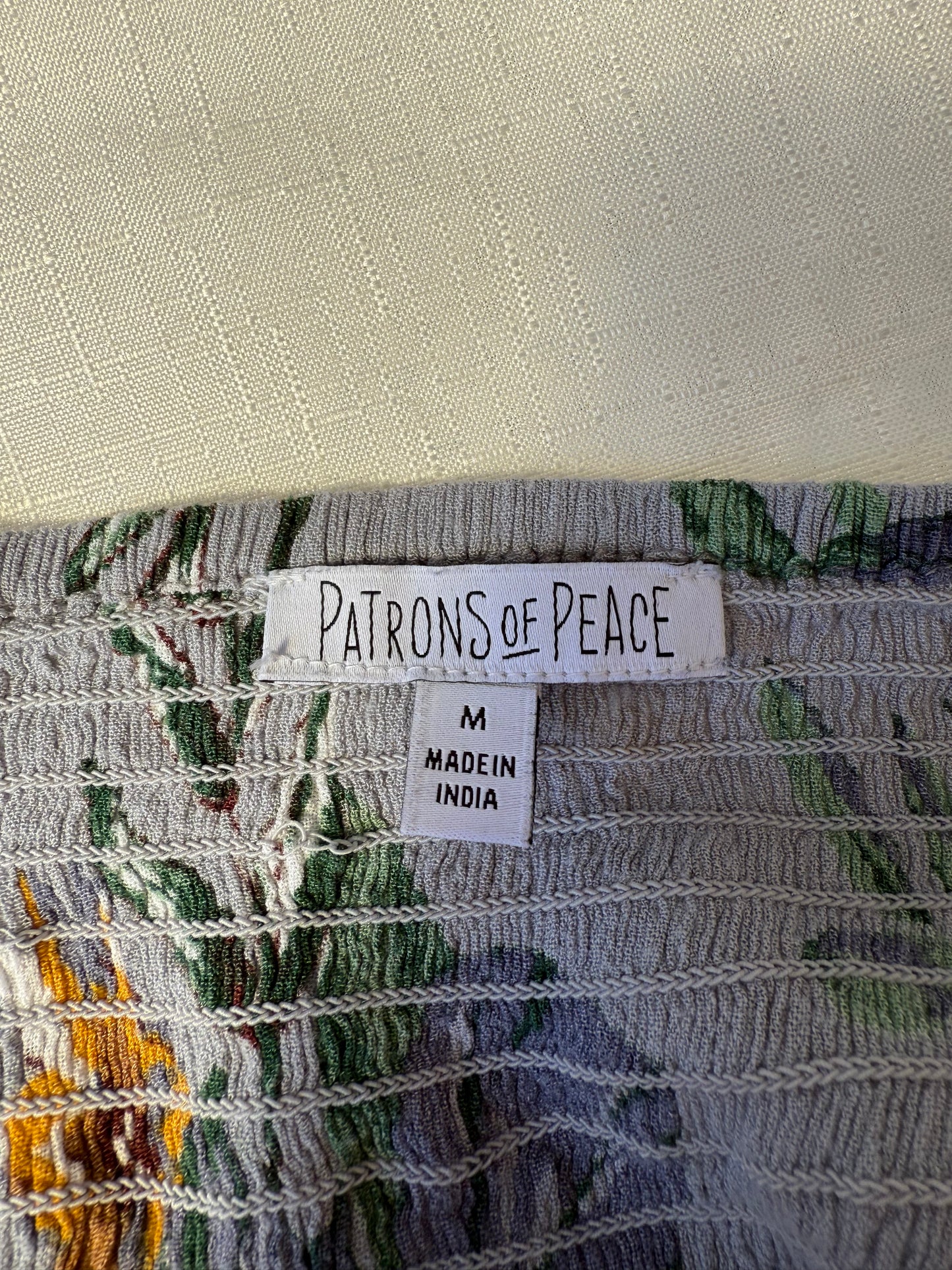 Patrons of Peace Grey Floral Smocked Peplum